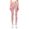 Macro view of vibrant pink and red bow pattern details on high-waist yoga leggings fabric - S / Bowknot Style