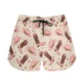 Casual shorts with pink cowboy hat and star boot pattern on white background - S / Bottoms / Hat Style 2