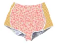 Detail of women's pink leopard and heart print shorts with waffle side panels. - S / Multicolor Leopard 3