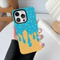 Eiscreme-Muster stoßfeste Handyhülle mit blauem Streuseldesign und Waffelstruktur - Blau / iPhone X/XS