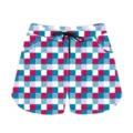 Close-up of vibrant checkered pattern on summer casual sports shorts with drawstring - 3XL / Bottoms / Colorful Grid