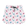Close-up of pink casual shorts featuring a playful red and blue balloon dog pattern. - 3XL / Bottoms / Balloon Dog