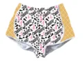 Detailed view of women's sports shorts with 'CHEER!' print and waffle pattern sides. - Alphabet