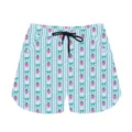 Detailed product view of casual shorts with cute strawberry and bow pattern print. - 3XL / Strawberry