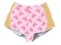 Customized pink sports shorts for women with cowboy pattern and waffle grid panels - Cowboy