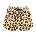 Detailed view of fashionable leopard print casual shorts with black drawstring and side pockets - 3XL / Brown Leopard 1