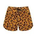 Detail view of leopard print casual shorts with black drawstring and side pockets - 3XL / Bottoms / Brown Leopard 2