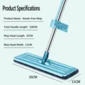 Hands-free flat mop, blue and white cleaning mop with long handle for home use - 35cm Mop Set (1 Cloth) / Green