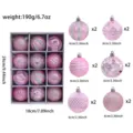 Pink Christmas balls set 12pcs shatterproof tree ornaments hanging baubles 6cm festive decor - Pink