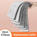 Microfiber flat mop replacement pad 35cm 6pcs pack, absorbent washable floor cleaning cloth. - 6 Replacement Cloths for 35cm Mop / Gray