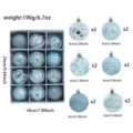 Blue Christmas tree ornaments set 12pcs shatterproof ball baubles with gift box decor - Blue