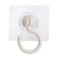 Ceiling Rotating Hook Transparent Adhesive Plastic No Punching Hook for Kitchen Bathroom - White