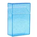 Blue glitter plastic cigarette case 20 packs portable flip cover storage box shiny container - Silver Glitter - Blue