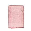 Transparent pink plastic cigarette case with silver glitter, portable 20 capacity flip box. - Silver Glitter - Pink