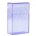 Translucent purple glitter plastic cigarette case, 20 capacity flip top portable storage. - Silver Glitter - Purple