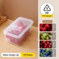 Clear Plastic Food Storage Container 500ml Portable Bento Box for Fridge & Fruit - 500ml Single Compartment Square Food Storage Box