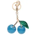 Porte-clés cerise à paillettes bleues étincelantes avec fermoir en métal doré élégant - Bleu Or
