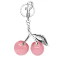 Porte-clés cerise à paillettes roses avec un fermoir en métal argenté brillant et chic - Argent Irisé Rose