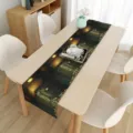 Ramadan Tischläufer Vintage dunkles Design Mond Laterne Esszimmer Heimtextilien Dekoration - Dunkler Retro Bogen (3) / 33*180cm
