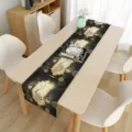 Vintage Mond Tischläufer für Esszimmer Dekoration, elegante islamische Festival Tischdecke. - Dunkelblau Gold Laterne Muster (12) / 33*180cm
