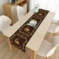 Retro Mond Tischlaeufer, braun goldene Esstisch Deko Tuch fuer Kueche Party Heimtextilien Deko. - Braungold Retro Muster (15) / 33*180cm