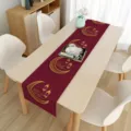 Retro Halbmond Laterne Tischläufer für Esstisch Heimparty Dekoration Staubschutz Decke. - Rot Gold Mond Laterne (16) / 33*180cm