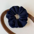 Koreanischer Stil dunkelblaue Wildleder Haar-Scrunchie eleganter Herbst Winter Pferdeschwanz - Marineblau