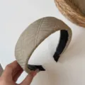 Chic khaki quilted headband for women, wide padded hair hoop with elegant diamond pattern daily. - Rice Coffee