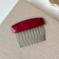 Red resin bow insert comb for women hair styling, elegant hair accessory for bangs and daily wear. - Red Hair Comb