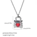 Detail of Gothic necklace pendant showing dimensions and red heart gemstone insert - Mini Handbag