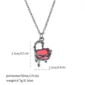 Gothic black dripping heart necklace detail with dimensions and weight parameters - Dripping Heart