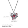 Close-up of a gothic spider web necklace with a red heart and exact dimensions. - Spider Web Red Heart