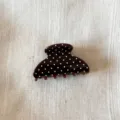 Brown polka dot hair claw clip detail, stylish acetate shark clip for daily hair styling. - Coffee Polka Dot Claw Clip