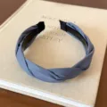 Grauer geflochtener Haarreif für Damen, stilvoller Stoff Haarreif mit Anti-Rutsch-Zähnen. - Denim-Blau