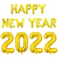 Grande set di palloncini in lamina d'oro Happy New Year 2022 per decorazioni - Set Completo / Oro