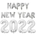 Set di palloncini in alluminio argento HAPPY NEW YEAR 2022 per decorazione festa evento - Set Completo / Argento