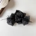 Exquisite black leopard print hair claw with delicate feather detail for elegant hairstyles. - 11cm / Grey Leopard Print