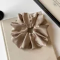 Korean style starry satin hair scrunchie elegant low ponytail hair accessory for women - L / Beige Coffee