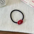 Grazioso elastico per capelli rosso a pois con banda elastica, dolce accessorio femminile. - Rosso