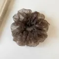 Vintage brown floral organza scrunchie elegant hair tie for women daily chic ponytail styling. - L / Coffee Print