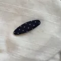 Black and white polka dot hair clip, cute side bang clip for women and daily sweet hair styling. - Oval Clip / Navy Blue