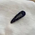 Black polka dot fabric snap hair clip for women, stylish side fringe hairpin and cute headwear. - Waterdrop Hollow / Navy Blue