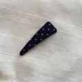 Black polka dot snap hair clip, cute Korean style side bangs hairpin for women girls. - Triangle Clip / Navy Blue