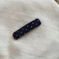 Black polka dot fabric snap hair clip, cute side bangs hairpin for women and girls. - Rectangular Clip / Navy Blue