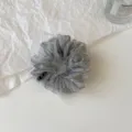 Grey sparkly bubble gauze hair scrunchie close-up view with elegant delicate texture. - S / Gray