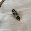 Korean pastoral floral oval hair clip fabric minimalist cute hair accessory for women. - Oval Clip / Black Yellow Floral