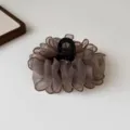 Elegante molletta per capelli a bolla in organza trasparente, accessorio soffice. - 13cm / Caffè Nebbia