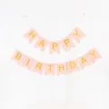 Pink fishtail banner with gold bronzing Happy Birthday letters for party decor - 16x20cm / Pink