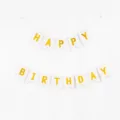 Elegant gold foil Happy Birthday banner featuring white swallowtail cardstock flags for parties - 16x20cm / White