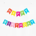 Colorful Happy Birthday fishtail banner flags for kids party decoration on white wall - 16x20cm / Colorful